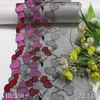 Embroidery Lace Trim – Heart Pattern on Black Mesh, 22.5cm Width
