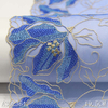 Embroidered Mesh Lace Trim – Blue & Gold Gradient Floral Design, 19.5cm Width