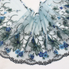 Blue Floral Embroidered Tulle Lace Trim with Metallic Thread – 18.5cm Wide
