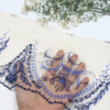 Blue Floral Embroidered Tulle Lace Trim on Nude Mesh – 20.5cm Wide