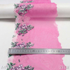 Magenta Mesh Floral Embroidery Lace Trim – Purple & Green Flowers, 21cm Width