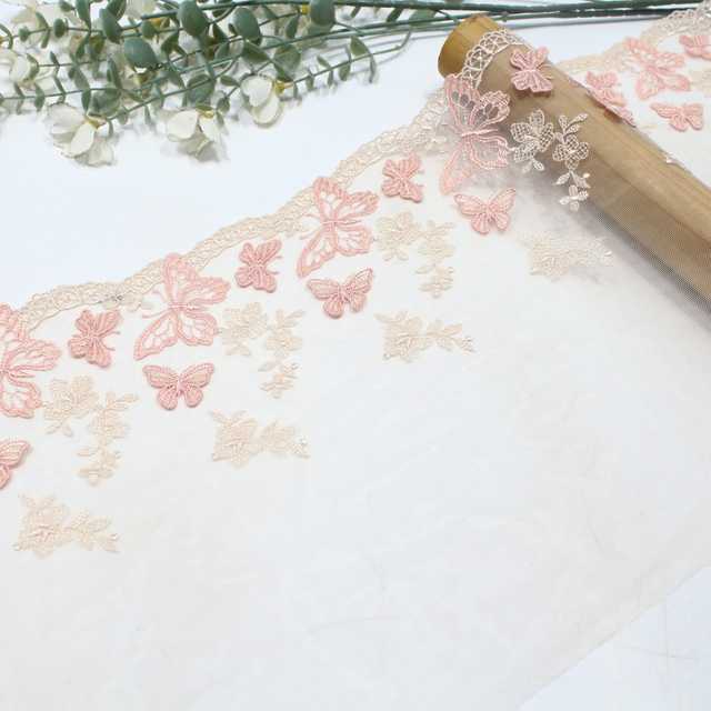 24.5cm Butterfly Lace Trim Manufacturer – 3D Embroidered Tulle Lace for Bridal & Dress