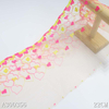 Embroidered Mesh Lace Trim – Apricot Base with Yellow & Pink Heart Pattern, 22cm Width