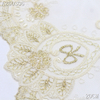 Gold Thread Embroidery Lace Trim on Light Yellow Mesh – 20cm Width