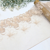 Ginkgo Leaf Embroidered Tulle Lace Trim with Metallic Thread – 22cm Nude Mesh Lace