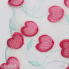 Embroidery Lace Trim – Pink Cherry Pattern on Mesh, 22cm Width