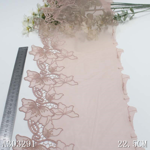 Delicate 23cm Shiny Flower Embroidery Lace Trim for Women Dress Guipure Lace