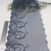 Embroidery Lace Trim – Blue-Grey French Scroll Floral Pattern, 21.5cm Width