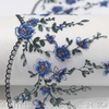 White Mesh Blue & Green Floral Embroidery Lace Trim – 24.5cm Width