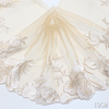 White Floral Embroidered Tulle Lace Trim with Gold Metallic Accents – 19cm Nude Mesh Lace