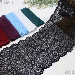 Paisley Floral Stretch Lace Trim – 20cm Elastic Lace (6 Colors)