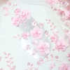 Pink 3D Floral Embroidery Lace Fabric with Pearls & Glitter – Soft Mesh for Gowns and Veils