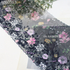 Black Mesh Printed & Embroidered Floral Lace Trim – 19.5cm Wide