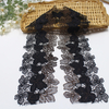 Embroidery Lace Trim – Black Mesh with Metallic Thread Guipure Embroidery, 10 cm Width
