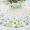 Embroidery Lace Trim – White & Green Floral with Gold Thread Detail, 24cm Width