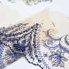 Blue Floral Embroidered Tulle Lace Trim on Nude Mesh – 20.5cm Wide