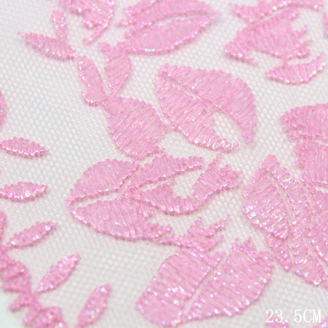 23.5cm Floral Lace Trim Manufacturer – Embroidered Tulle Lace with Gold Foil & Glitter for Dress & Lingerie