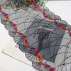23.5cm Geometric Lace Trim Manufacturer – Black Tulle Lace with Floral Embroidery for Dress & Lingerie