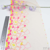 Embroidered Mesh Lace Trim – Apricot Base with Yellow & Pink Heart Pattern, 22cm Width