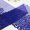 Guipure Embroidery Lace Trim – Royal Blue Scroll Pattern with Silver Thread, 23.5cm Width