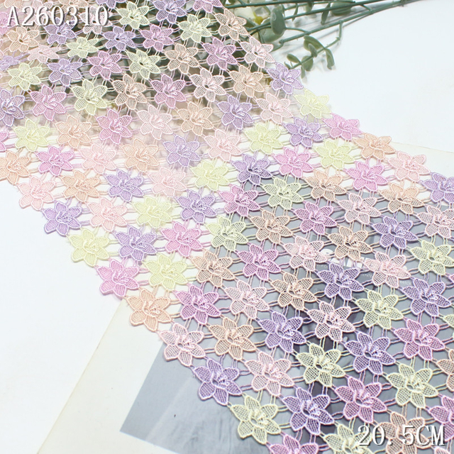 Pastel Multicolor Floral Guipure Lace Trim – 20.5cm Wide