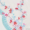 Iridescent Plum Blossom Embroidered Tulle Lace Trim – 24cm Pink & Blue Mesh with Gold Foil Detailing